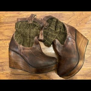 Bed Stu Brudges wood knit wedge clog booties boho hippie